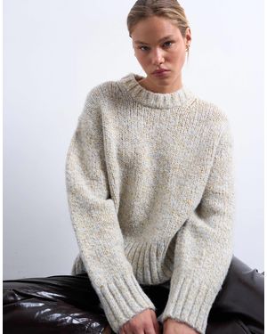 TOPSHOP – flauschiger, kastiger strickpullover - Grau