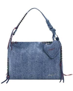 Desigual Bolso Grande Vaquero Con Corazón En - Azul