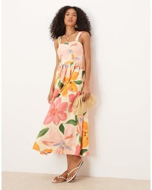 ASOS Square Neck Midi Dress - Pink