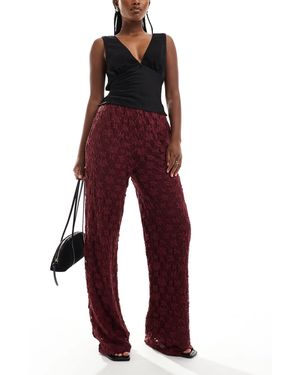 Threadbare Wide Leg Lace Pants - Red