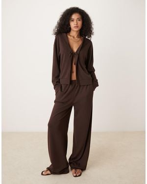 ASOS Pantalones Marrón De Pernera Ancha De Punto De (Parte De Un Conjunto) - Neutro