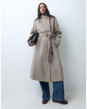 ASOS Formal Longline Waterfall Coat With Wool - Grey