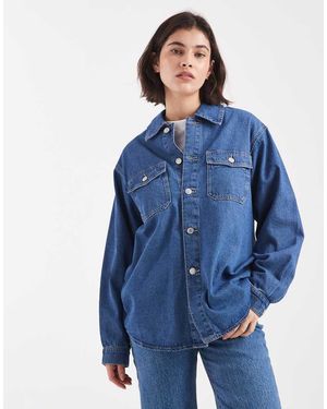 Vero Moda Oversized Pocket Detail Denim Shirt - Blue