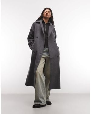 Weekday Kia Wool Blend Oversized Coat With Tie Waist Detail - Gray