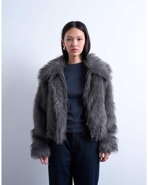 TOPSHOP Bomberjack Van Imitatiebont Met Ritssluiting - Blauw