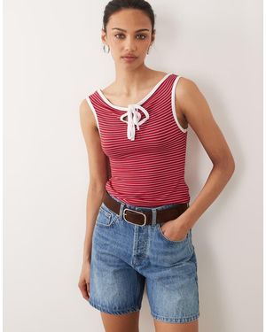 Miss Selfridge Off Shoulder Top With Keyhole Detail - Red