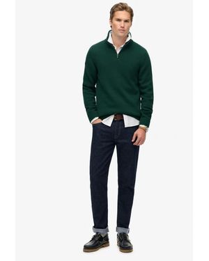 Superdry Cotton Half Zip Knit Jumper - Green