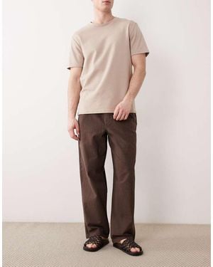 ASOS Co-Ord Loose Straight Fit Textured Trousers - Pink