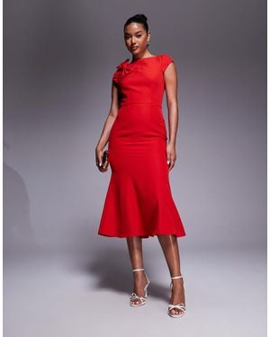 Jarlo Bow Detail Backless Midi Dress - Red