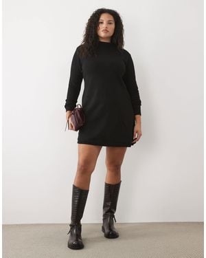 Pieces Plus Pieces Curve Long Sleeve Knitted Mini Dress - Black