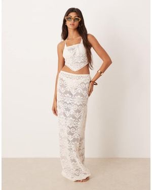 ASOS Minette Beach Crochet Lace Maxi Skirt - Natural