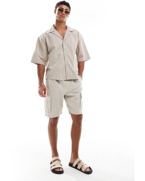 Threadbare – cargo-shorts aus leinenmix - Natur
