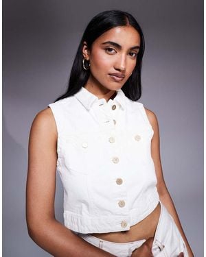 Abrand Jeans Day Tripper Button Front Denim Vest - White