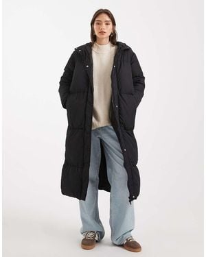 Threadbare Maxi Puffer Coat With Hood - Blue