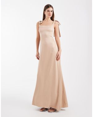 Maids To Measure Bridesmaids Tie Shoulder Maxi Dress - Natural