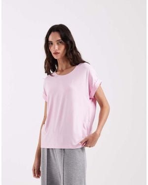ONLY Top De Manga Corta Con Cuello Redondo De - Rosa