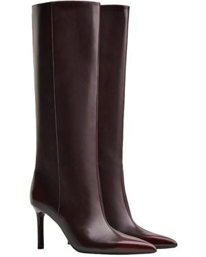 Bershka Wide-leg High-heel Boots - Brown