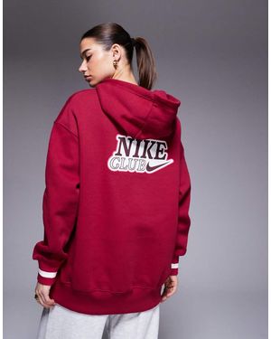 Nike Phoenix Fleece Oversized Hoodie With Back Graphic - Red