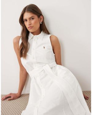 Polo Ralph Lauren Woven Sleeveless Shirt Day Dress - White