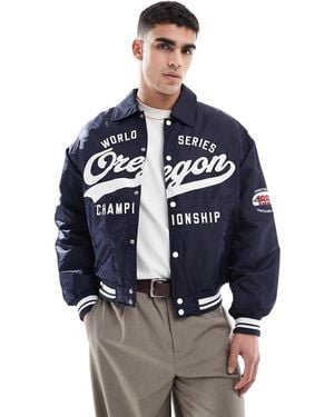 Bershka Bomber rétro style sport - bleu