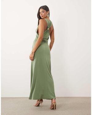 ASOS Zachte Maxi-Jurk Met Rechte Pasvorm En Detail Aan De Achterkant - Groen