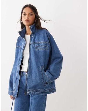 ASOS Denim Funnel Neck Jacket - Blue