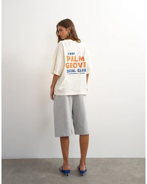 TOPSHOP Grafisches oversize-t-shirt "palm grove" - Weiß