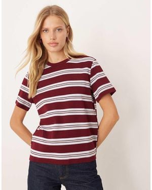 Mango Camiseta A Rayas De -Rojo