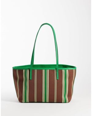 ASOS Striped Knit Tote Bag - Green