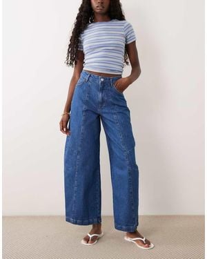 ASOS Jeans Con Carré Arrotondato E Cuciture Lavaggio Medio - Blu