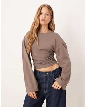Gina Tricot Top doux au toucher à manches larges - Bleu