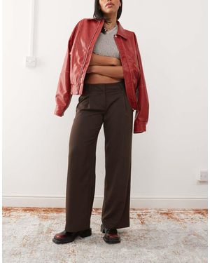Monki Pantaloni Sartoriali A Vita Bassa Marroni - Marrone