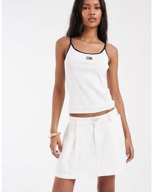 Tommy Hilfiger Pleated Twill Mini Skirt - White