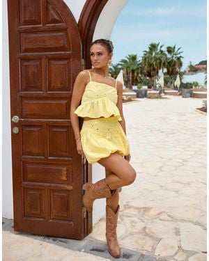 South Beach X Misha Grimes Mirrored Balloon Mini Beach Skirt Co-Ord - Brown