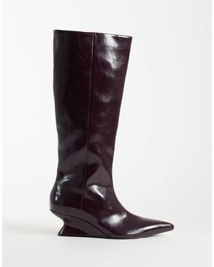 ASOS Cinder Wedge Pull On Knee Boots - Purple