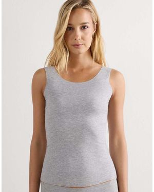 Intimissimi Round-Neck Raw-Cut Cotton Vest Top - Grey
