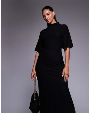 ASOS High Neck Short Sleeve Maxi Dress - Black