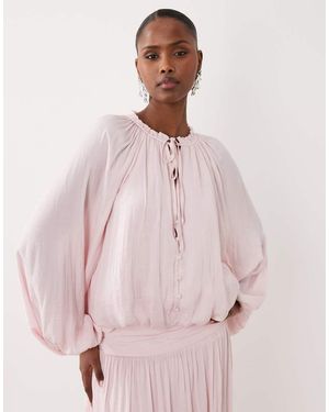 Gina Tricot Smock Long Sleeve Blouse - Pink