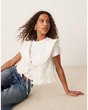 ASOS Linen Look Frill Collar Waistcoat - Natural