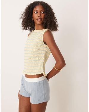 ASOS Shirred Tank Top With Contrast Stitching - White