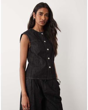 Barbour Myra Co-ord Relaxed Overdyed Denim Sleeveless Denim Shirt - Black