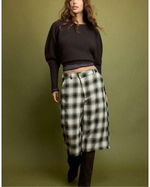 Stradivarius Wide-leg Cross-waist Bermuda Shorts - Green