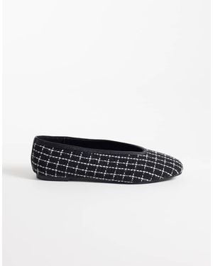 Public Desire Bailarinas Caprice En Tweed Blanco Y Negro