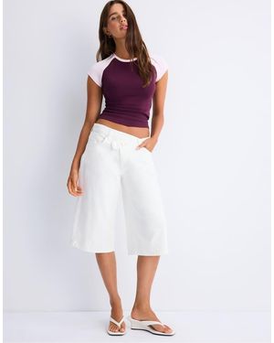 Stradivarius T-Shirt Met Korte Raglanmouwen - Wit