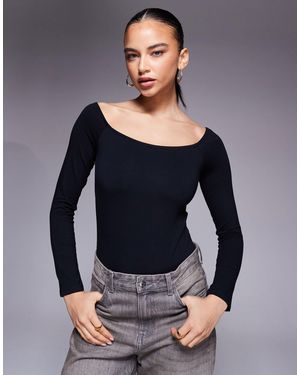 ASOS – schulterfreier body aus baumwolle - Grau