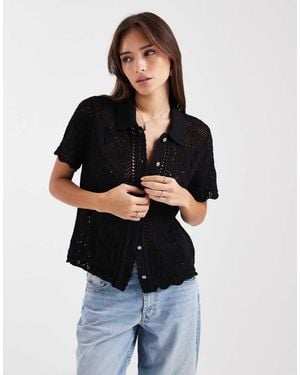 Levi's Camisa Negra Con Patrón Floral De Croché Susanna De - Negro