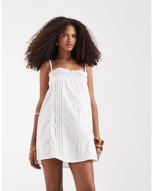 Motel Yoshiko Brodierie Trim Mini Dress - White