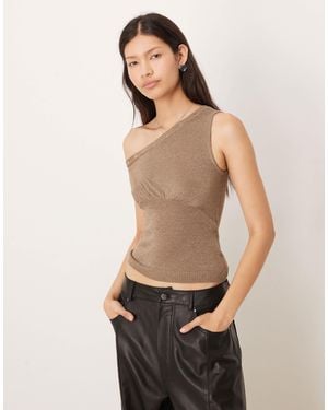 Motel Sojin Off Shoulder Top With Eyelets - Natural
