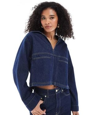 ASOS Denim Cropped Rugby Top - Blue