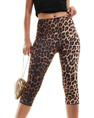 Kaiia Pantaloni Capri Leopardati Con Fiocco - Nero